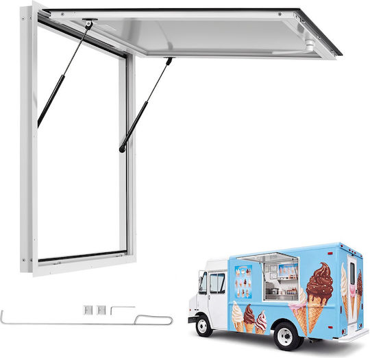 Vevor 915x915mm Service Window Frame Aluminum Alloy Food Truck Service Up To 85 Degrees Door Awning Towing Hook Water Resistant Rain Trailer Service
