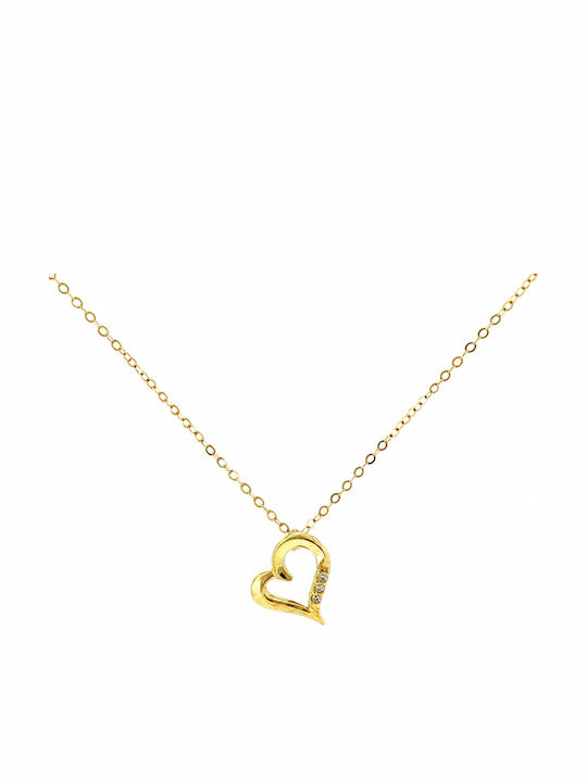 Senzio Belibasakis Herz Halskette aus 9K Gold mit Zirkon
