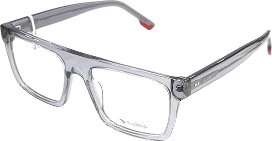 El Greco 9387 C5 Men's Acetate Square Prescription Eyeglass Frames Grey