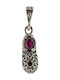 Hängendes Talisman mit Steinen aus Silber mit Zirkon Bordeaux