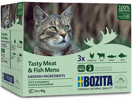 Bozita Nasses Katzenfutter mit Fleisch und Fisch 12x85g