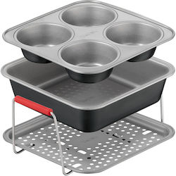 Tefal Dail'easy J701s344 3-piece Accessory Set 4.6 L Fryers Non-stick Coating Carbon Steel Perforated Tray Handles 2 Molds Black & Gray Tefal Dail'easy J701s344 3-piece Accessory Set 4.6 L Fryers Non-stick Coating Carbon Steel Perforated Tray Handles 2 Molds Black & Gray