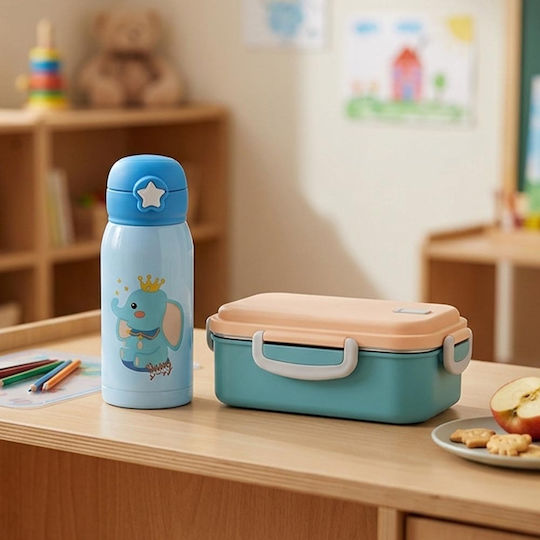 Sidirela Baby Elephant Ανοξείδωτο Παιδικό Σετ Φαγητού 0.5lt Ισοθερμικό Γκρι