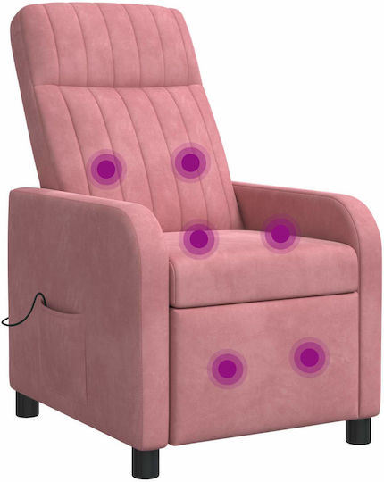 Πολυθρόνα Relax Massage Βελούδινη Ροζ 66x95x100cm