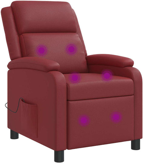 Πολυθρόνα Relax Massage από Δερματίνη Κόκκινο 66x95x100cm
