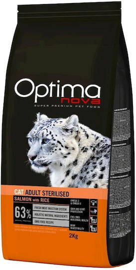 Optimanova Hrana Uscată Pentru Pisici Adulte Sterilizate Cu Somon / Orez 2kg