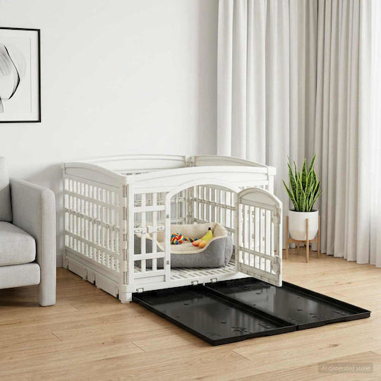 vidaXL Пластмасова Кучешка Оградка 177.5x154.5x112см Бяла