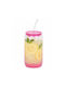 Glas Kelch Rosa Mit Strohhalm 530ml