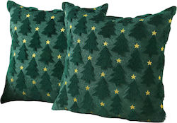 Shengruili Nikcorp Christmas Decorative Fluffy Green Pillowcases 2 Pcs 40x40 Cm