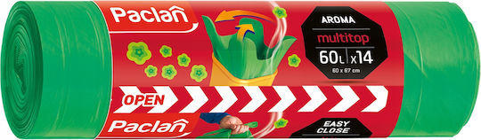 Paclan Aromatic Green Trash Bags Capacity 60lt 67x60cm 14pcs