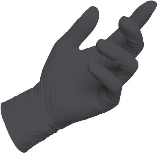 Finergo Disposable Welding Work Safety Gloves Black Nitrile 100 Pieces
