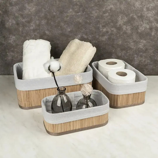 Set Coșuri Decorative Din Bambus Bej 3 Bucăți