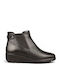 Leder Damen Stiefeletten Schwarz