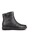 Leder Damen Stiefeletten Schwarz