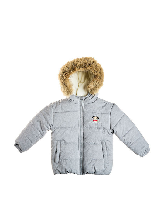 Kids Short Fur with Lining & Hood Grey