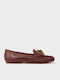 Leder Damen Mokassins in Burgundischer Farbe
