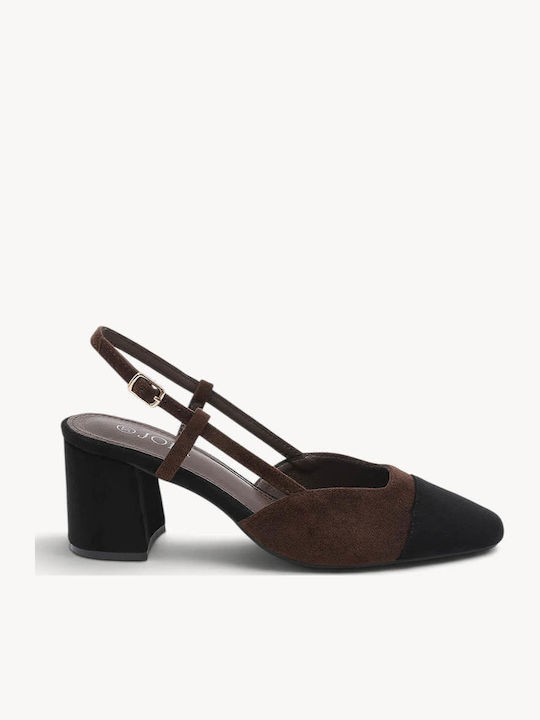 Braune Wildleder Slingback Pumps Cap Toe Doppel...
