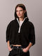 Long Women's Sweatshirt Cardigan Black