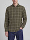 Long Sleeve Checked Khaki Shirt 12301726-Forest Night
