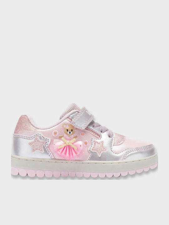 Mille Stelle Kids Sneakers with Hoop & Loop Closure & with Lights Pink