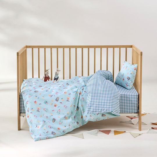 Kentia Set Baby Cradle Sheets Cotton Roomy Light Blue 70x120cm 2pcs