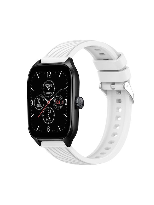 Amazfit Gts 4 Stripe Texture 20mm Silicone Watch Band White