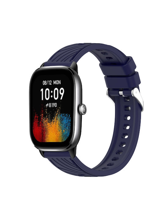 Amazfit Gts 4 Mini Stripe Texture 20mm Silicone Watch Band Midnight Blue