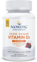 Nordic Naturals Vitamina D3 pentru Întărirea Imunității și Sănătatea Oaselor 1000iu 1.4mg Fructe de Pădure 2gr 60 Gummies