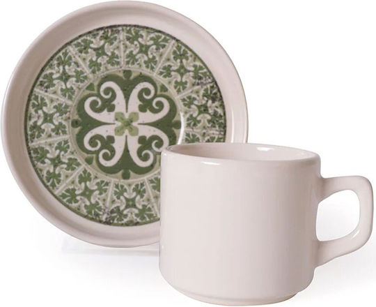Hermia Set Cesti Ceai Ceramice Albe 184ml 8 Bucăți