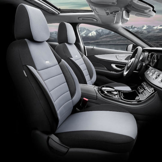 Καλύμματα Αυτοκινήτου Otom Pro Design Universal Βαμβακερό Ύφασμα Rachel Δερματίνη Σετ Εμπρός Πίσω 11 Τεμαχίων Μαύρο Γκρι Pro-102