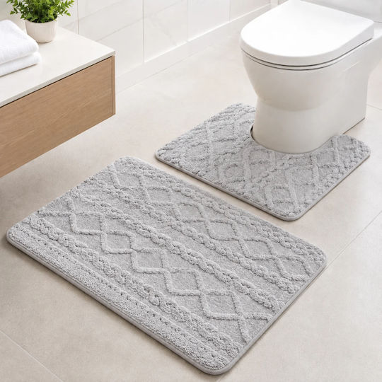 My Home Luxury Non-Slip Bath Mats Set SET02-05 Grey 50x80cm 2pcs