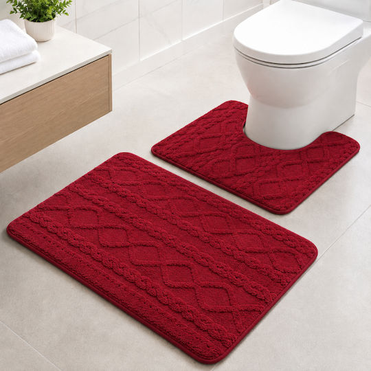 My Home Luxury Non-Slip Bath Mats Set SET02-07 Red 50x80cm 2pcs