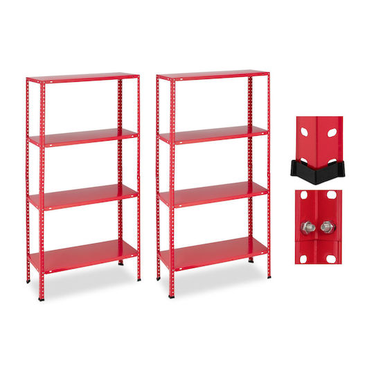 Relaxdays Dexions 75.5x30.5x147.5cm cu 4 Rafturi Rezistență Totală 640kg 2 Bucăți