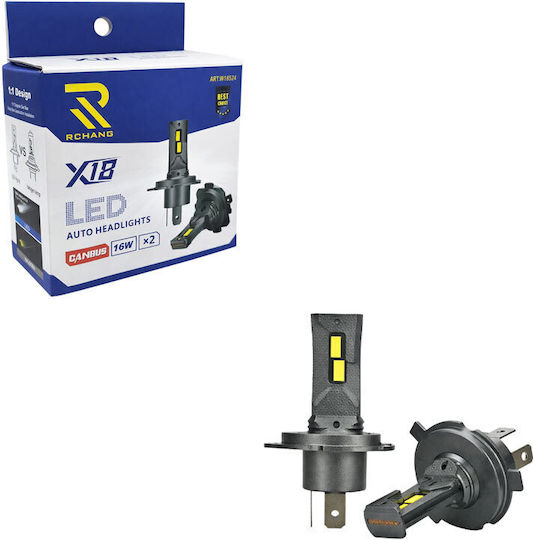Rchang Lămpi Auto LED X18 Canbus H4 Set 2 Bucăți W18524 LED Becuri Far Auto X18 Canbus H4 Set 2 0111799