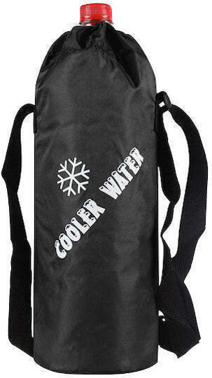 Portable Drawstring Water Bottle Pouch Insulated Cooler Bag Length Width 28.5x15cm Black