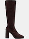 Wildleder Damenstiefel mit hohem Absatz Braune