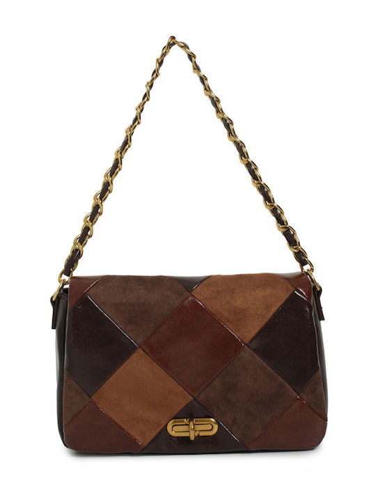 Leder Damen Schultertasche Wildleder Braune