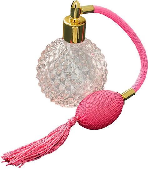 Sticlă Mică De Parfum Zamo Roz Cu Pompă Capac Cu Filet Capacitate 90 Ml Model Vintage Transparent