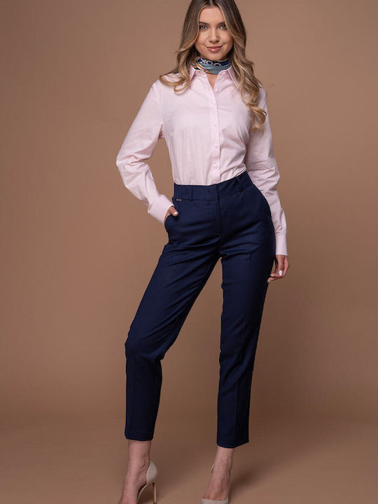 Jessie Pantalon Dama Înaltă Tesătură În Linia Tapered Albastru Marin