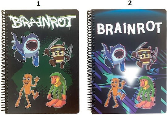 Gim Spiral School Notebook Ruled B5 70 Paper Sheets 2 Subjects Brainrot (Various Designs or Colours)