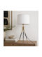 Artekko Metal Table Lamp for E27 Socket with White Shade and Gold Base