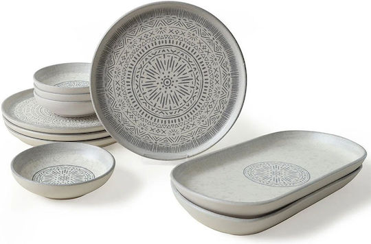 Hermia Gri Ceramică Set de Vase 10buc