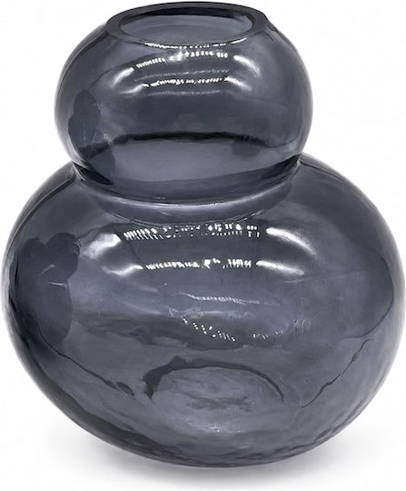 Decorative Grey Glass Vase 11xH12cm