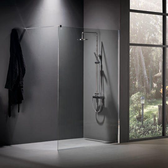 Devon Iwis Walk-in Duschwand mit Schiebetür 50x200cm Klarglas Chrom