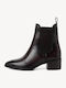 Leather Women's Ankle Boots with Medium Heel Brown