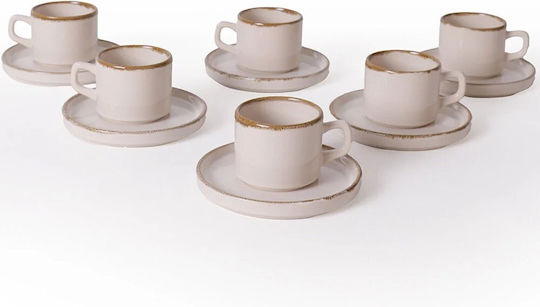 Hermia Set Cesti Ceai Ceramice Albe 184ml 12 Bucăți