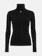 Damen Langärmeliges Rollkragenpullover Schwarz