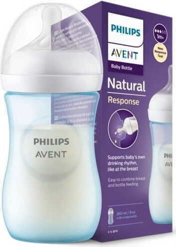Philips Plastic Baby Bottle Bottle Nipple Anti-Colic with Silicone Teat for 1+ Months Blue 260ml