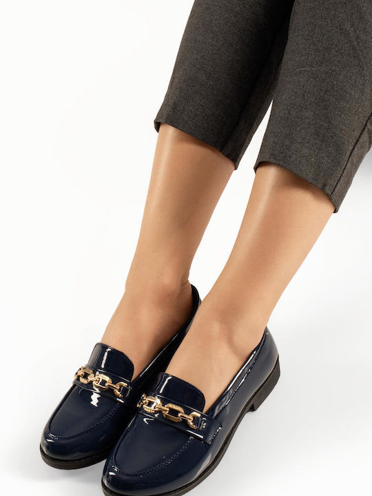 The Shoemart Лакирани Дамски Мокасини в Син Цвят