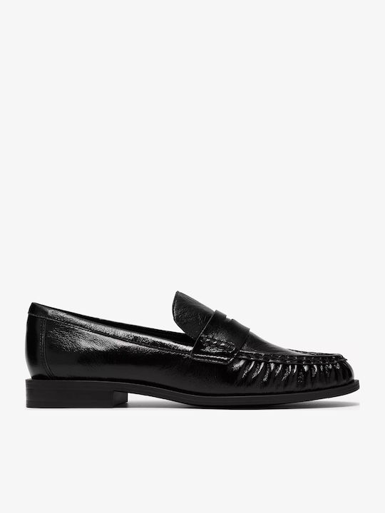 Walk Patent Leather Women's Loafers in Black Colour